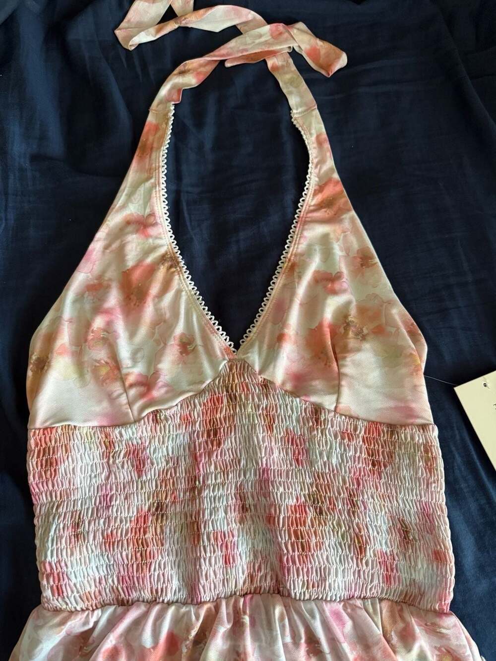 Frankee & Skylarr Floral Halter Neck Shired Ruffle Hem Crop Top